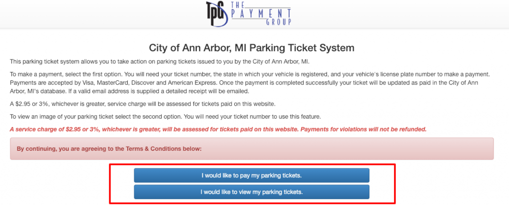 Parking Ticket Payment System for City of Ann Arbor