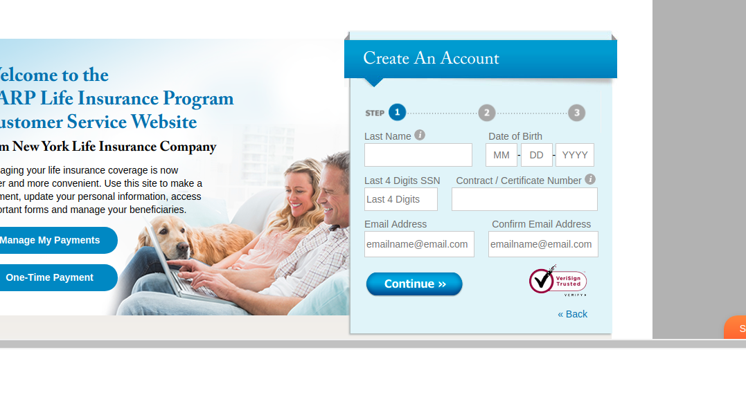 AARP Customer Service Website Creat Account