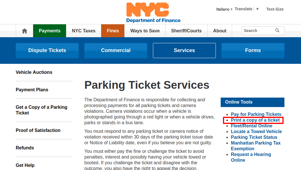 new york city parking tickets pay