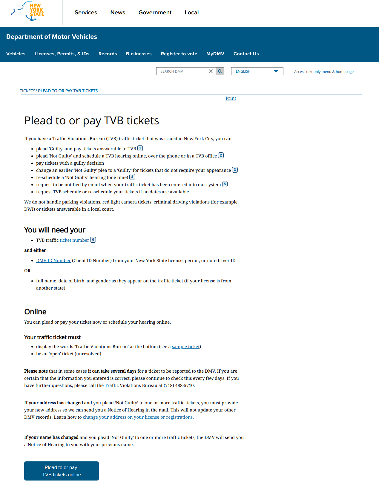 Plead to or pay TVB tickets