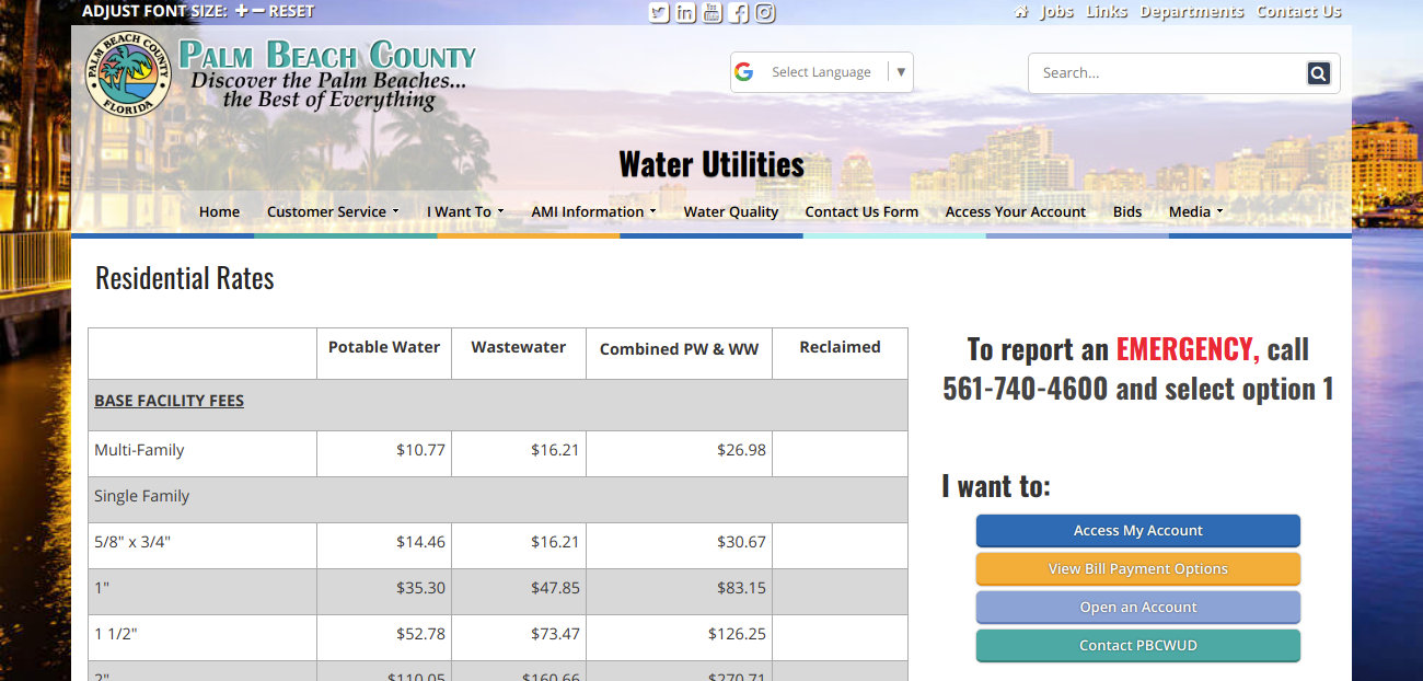 Water Utilities Residential Rates