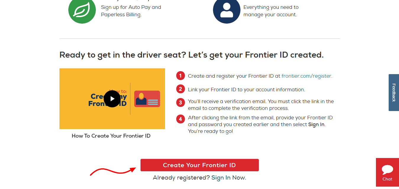 Create Your Frontier ID Frontier com