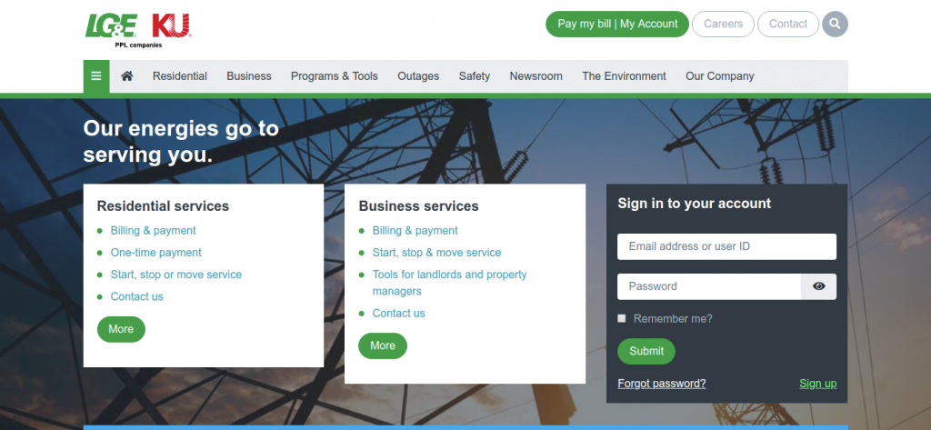 Home page LG E and KU