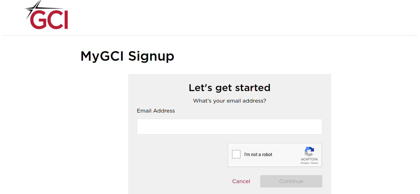 MyGCI Signup