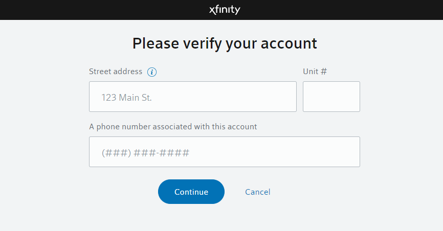 Select a method to confirm your account