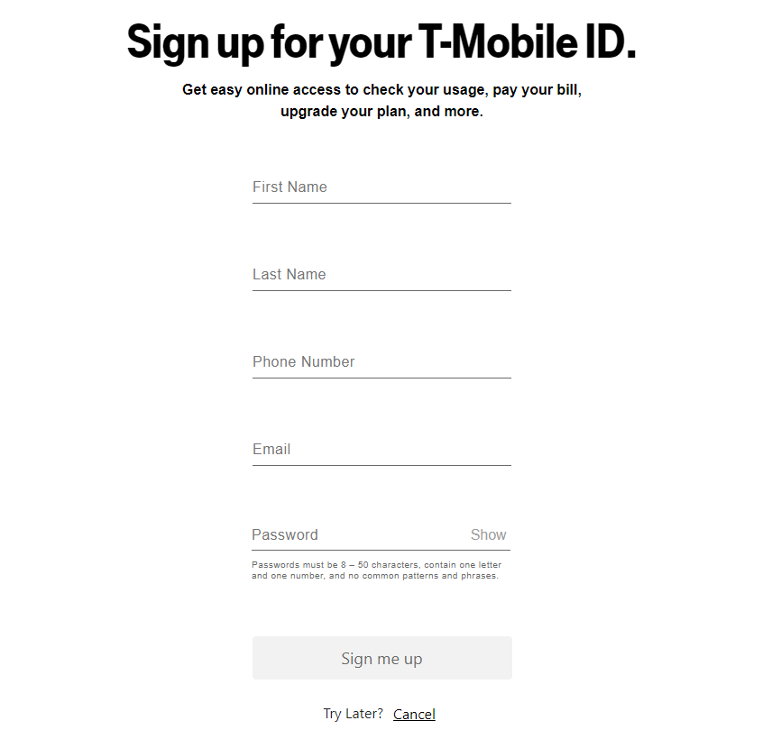 T Mobile ID Sign Up