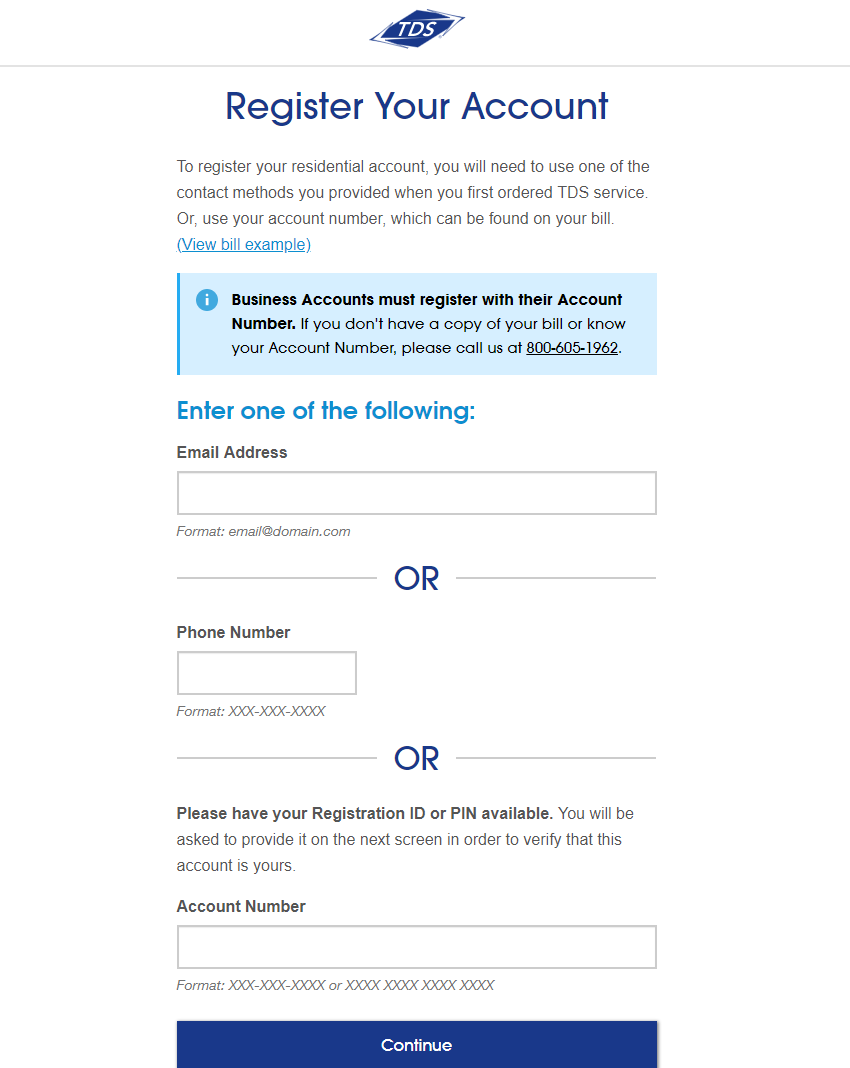 TDS Register Your Account