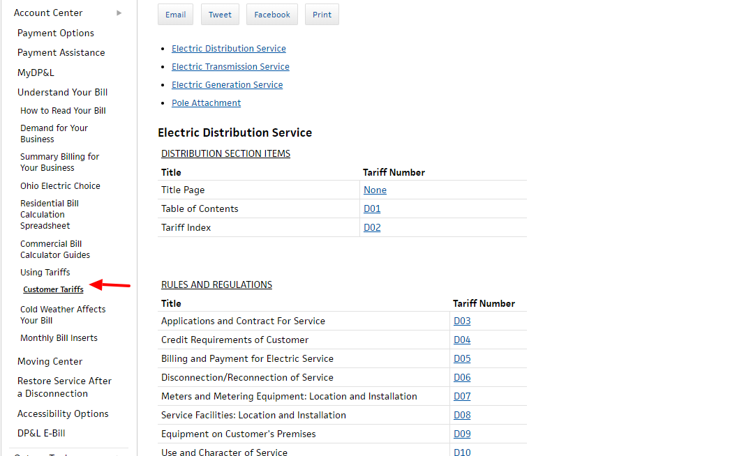 Customer Tariffs Dayton Power Light