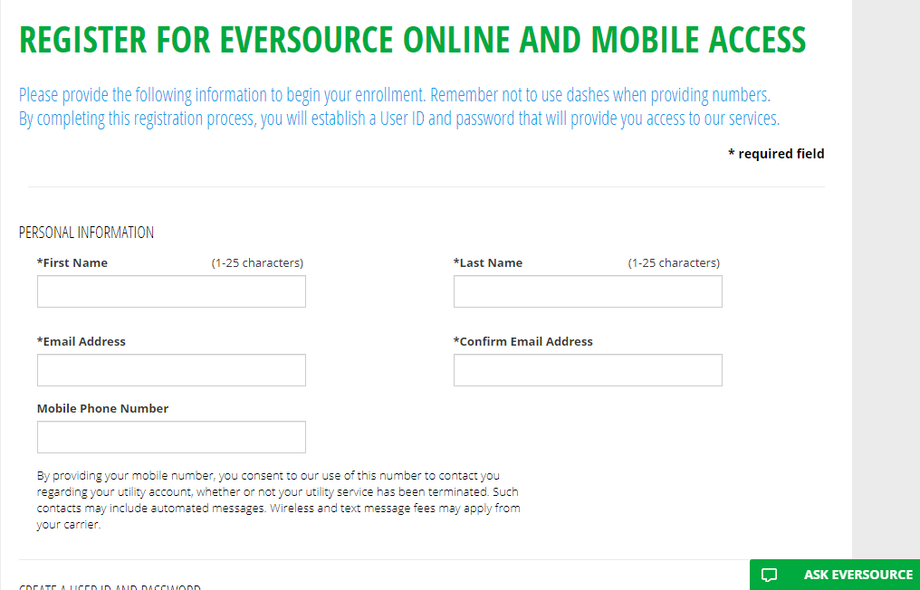 Eversource Register for eversource online and mobile access