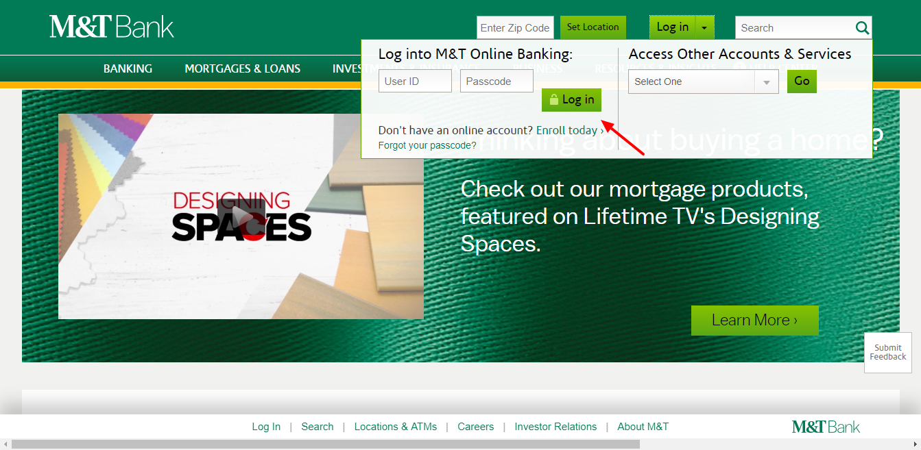 m and t bank login