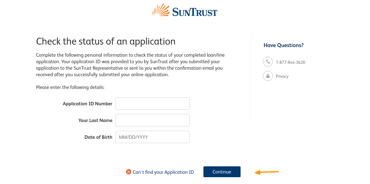 suntrust-Application-status