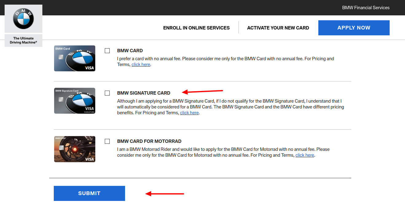 BMW Signature Credit Card