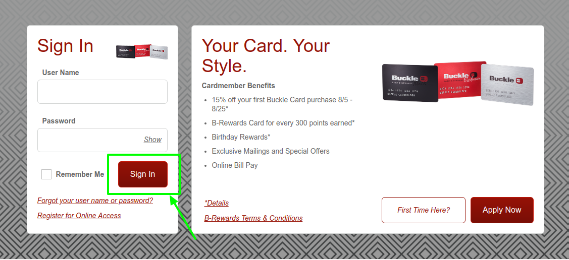 Buckle-credit-card-sign-in