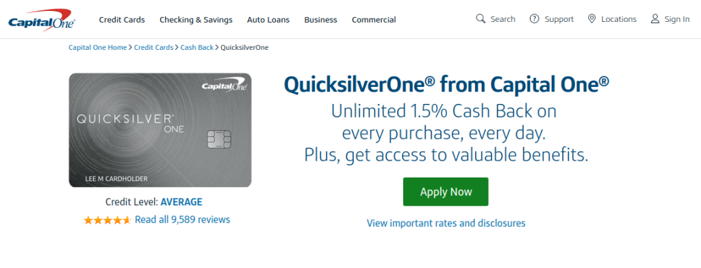QuicksilverOne reward card logo