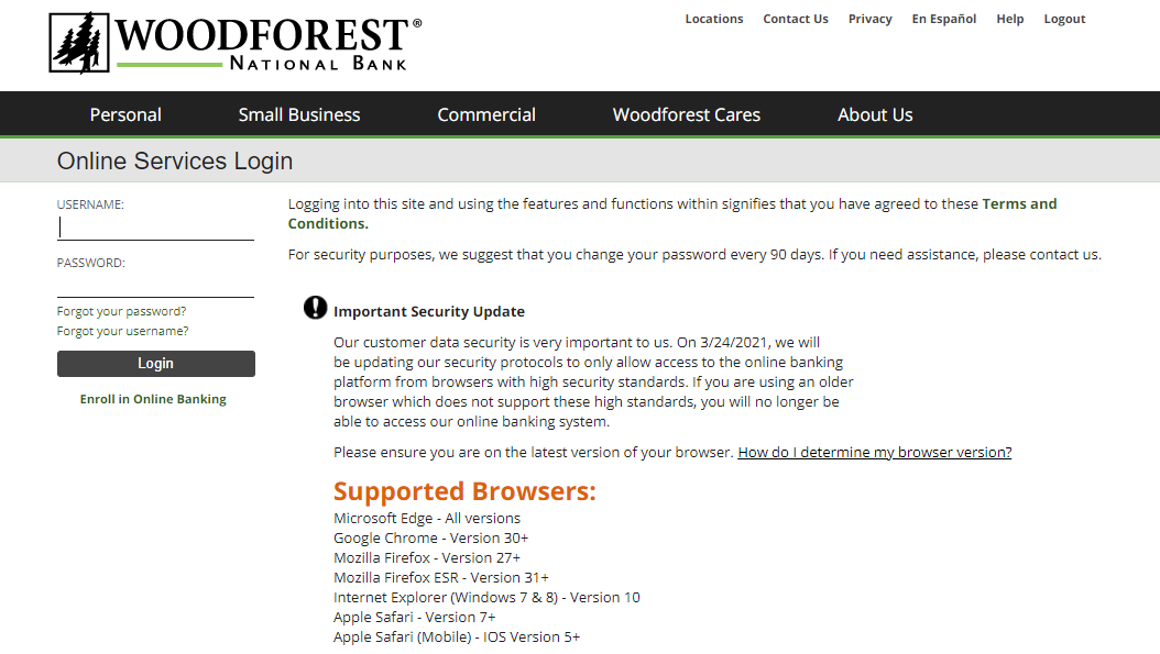 woodforest login