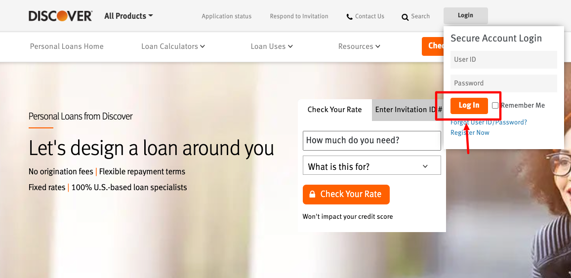 discover personal loan login